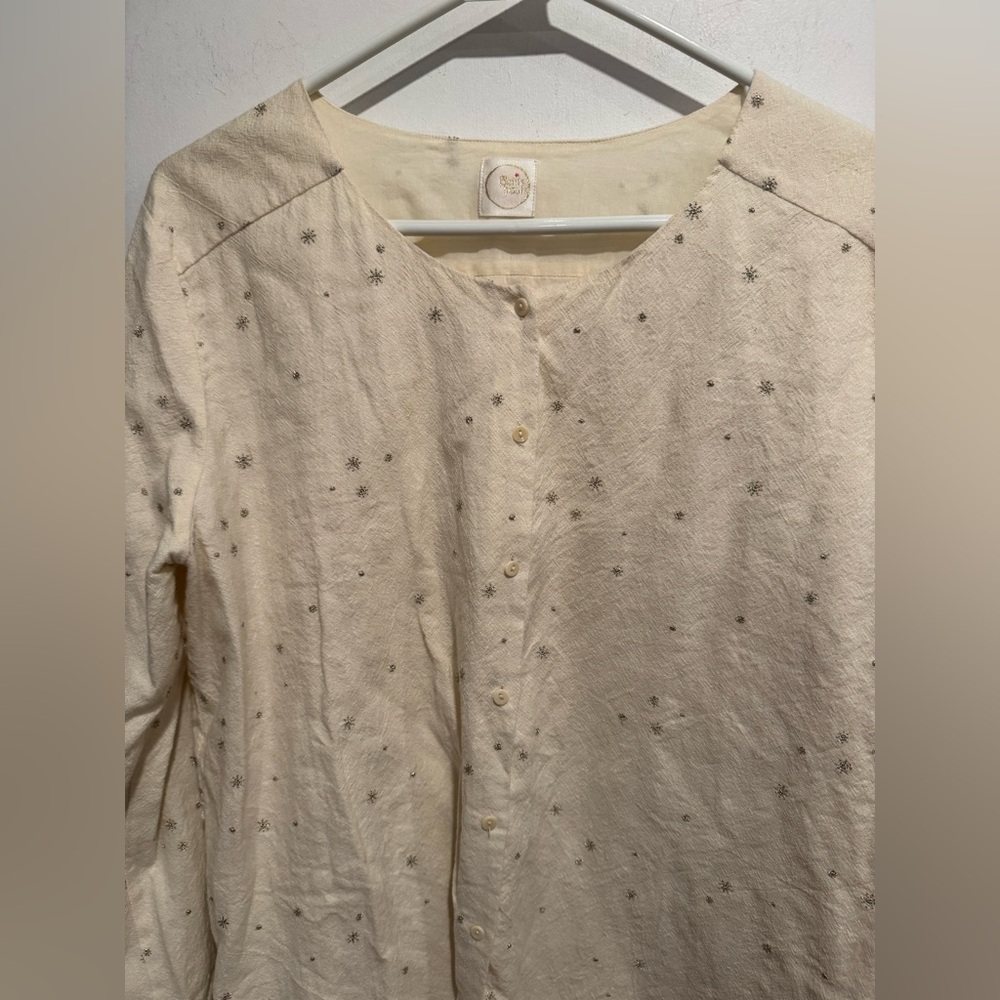 DES PETITS HAUTS Wool cotton Terence cardigan blouse chemisier stars paris M/L